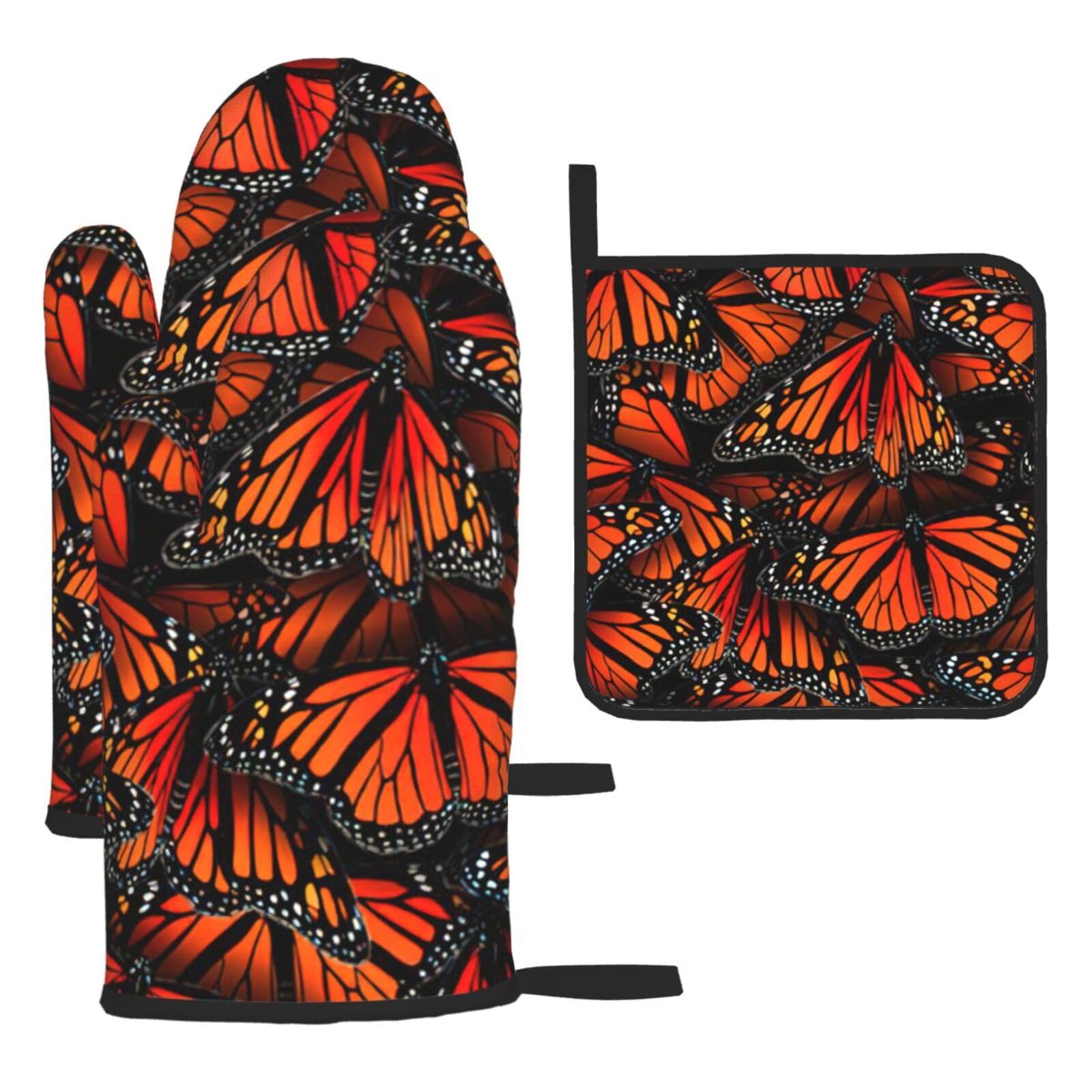 Monarch Butterflies. Print Oven Mitts Kitchen Gloves Set Everyday Baking Grilling Microwaving Cooking Gift
