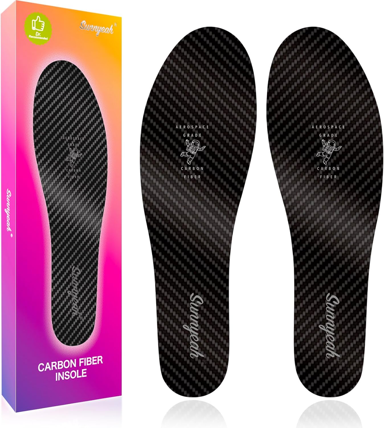 Carbon Fiber Insole for Foot Recovery, 0.047" Thin Rigid Shoe Insert Limit Foot Bending to Relief Pain of Turf Toe Hallux Rigidus Broken Toe Arthritis, Replace Walking Boots Men Women 9.4"