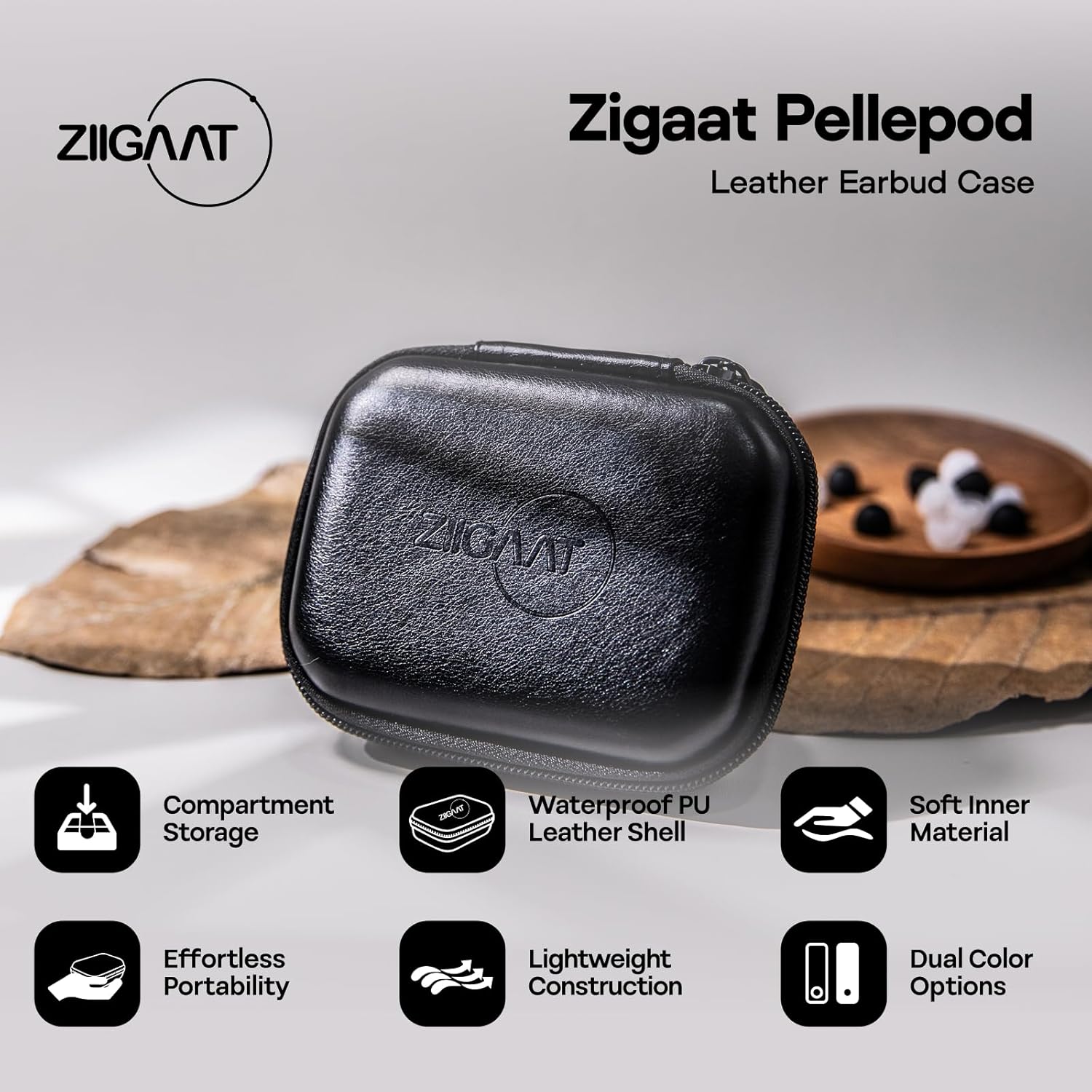 Linsoul SIMGOT EM6L 1DD + 4BA Hybrid Driver in-Ear Monitor, Gaming Earbud + ZiiGaat PELLEPOD Leather Earbud