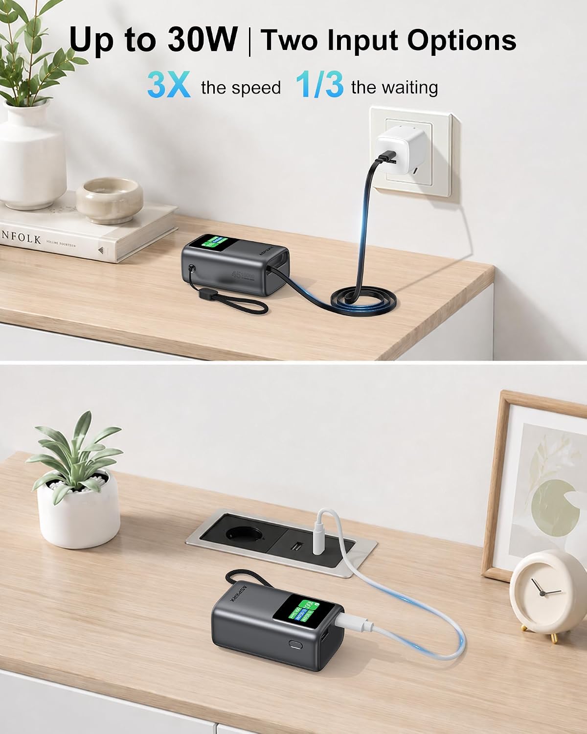 AsperX Portable Charger Power Bank, 45W 10,000mAh, Retractable USB-C Cable 9 71fmsJPlbSL. AC SL1500