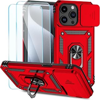 SunStory for iPhone 15 Pro Max Case with Rotated Ring Kickstand,Red