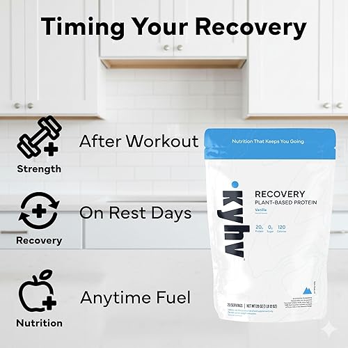 Miniatura 4 de Kyhv Nutrition Polvo de proteína a base de plantas de recuperación, sabor a vainilla, 0.71 onzas de proteína vegana completa, 0.00 oz de azúcar, 120