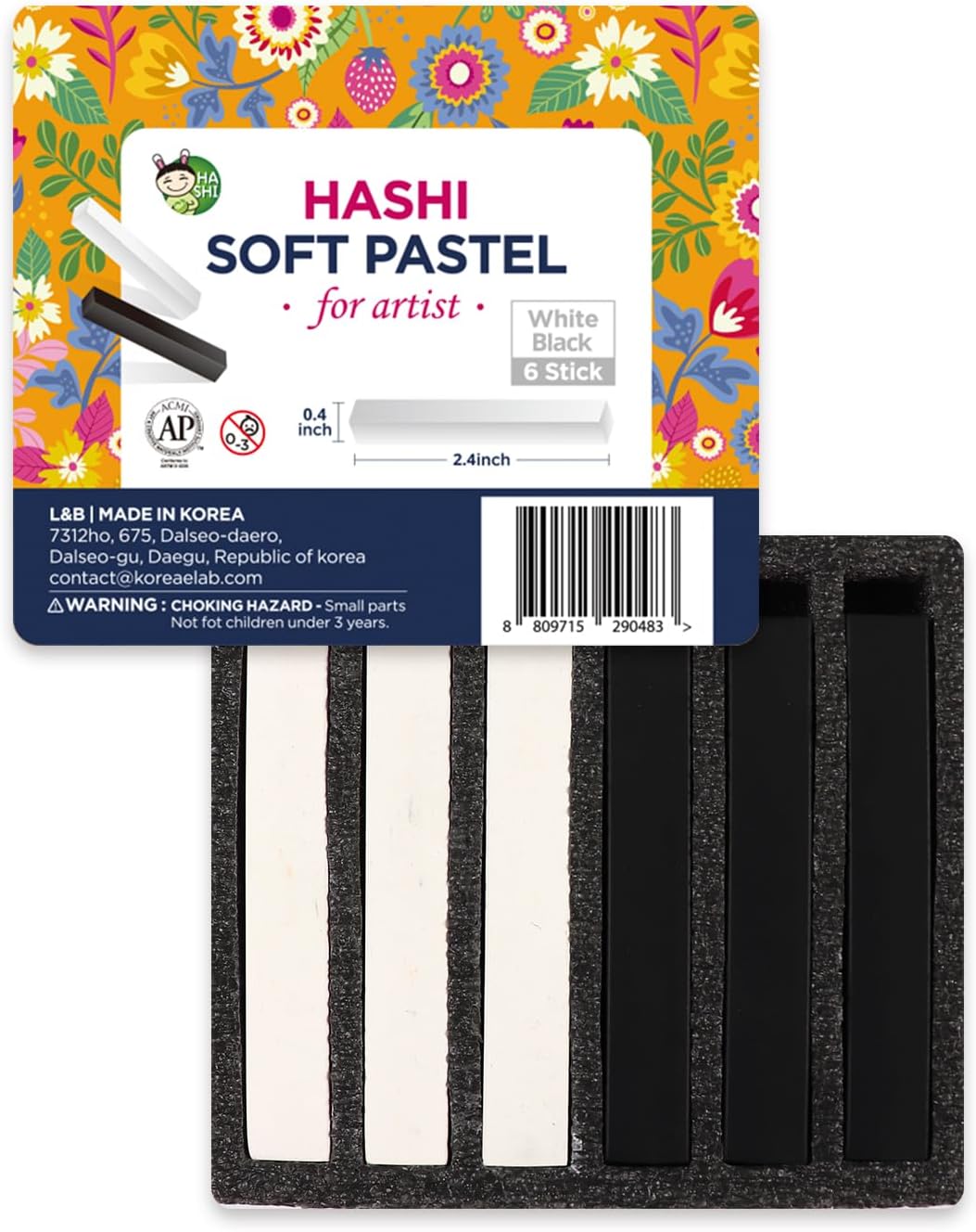 HA SHI Charcoal Sticks for Professional Artists, Square Non-Toxic Art Supplies, Dry Pastels Set, 6 Long Sticks (White & Black) HA SHI Charcoal Sticks for Professional Artists, Square Non-Toxic Art Supplies, Dry Pastels Set, 6 Long Sticks (White & Black)