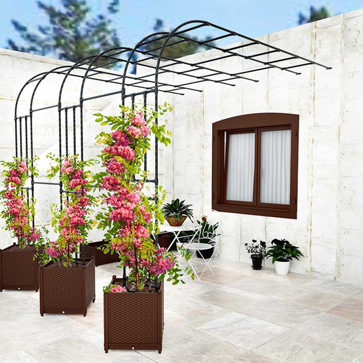Arco per Semiarco Rose Rampicanti Arco da Giardino Robusto Arco per Rose per Pergolato Balcone 60/90/120/150/180/220/240/260/300cm Larghezza(120x240cm)
