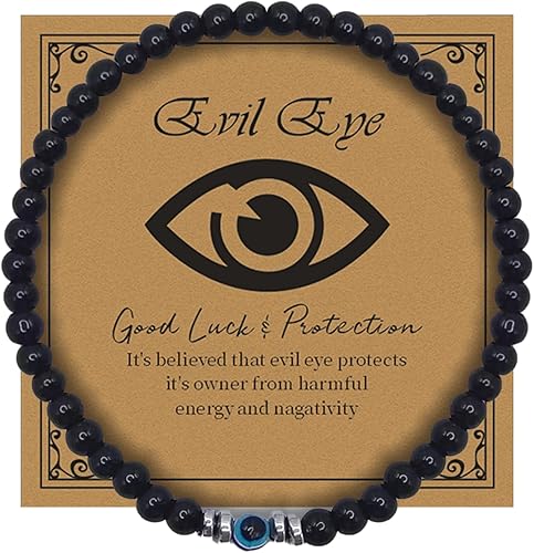 Pulseras contra el mal de ojo para hombre, 0.2360.3940.394 pulgadas, pulsera de protección contra el mal de ojo para buena suerte espiritual