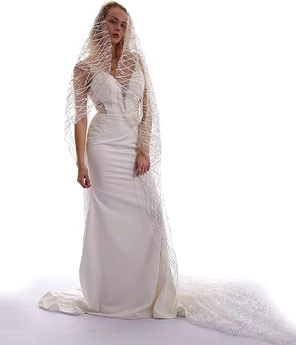 Miniatura 5 de 36 "velos de boda de encaje para novias velo de marfil con cuentas velo corto de novia despedida de soltera fiesta de despedida de soltera Vail,