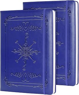 Compass Gift Compass 2pcs PU Leather Notebook Journal for Men A5 Travel Notebook Compass Lined Journals for Office Daily Writing (2pcs compass-purple)