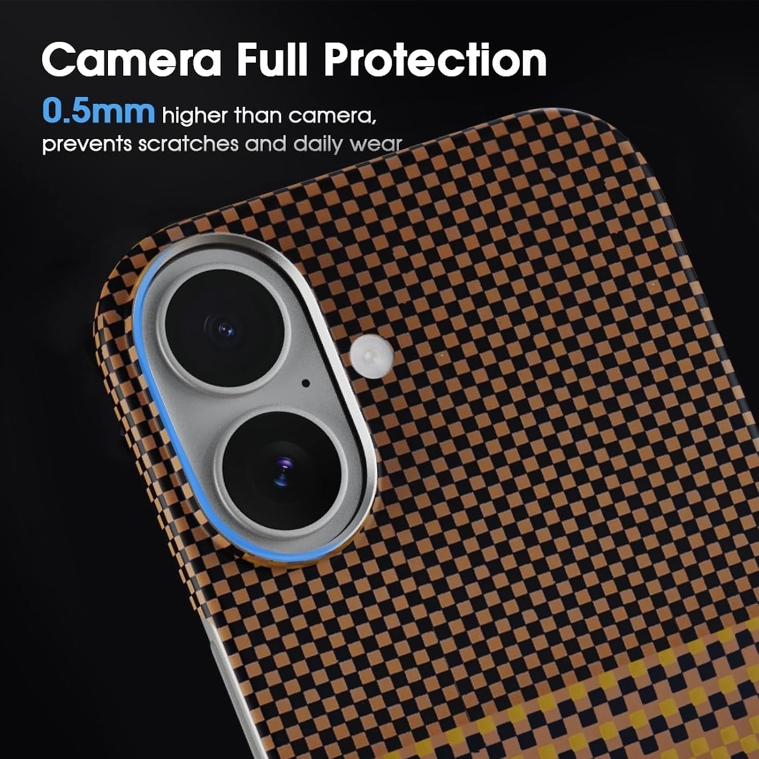 for iPhone 17 Case,Compatible with MagSafe,Slim Thin Case with Caseless Touch Feeling,600D Aramid Fiber Woven,Military Grade Protective Cover for iPhone 17,Gold