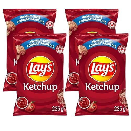 Lay's Ketchup Potato Chips Family Bag; Canadian Chips; For Sharing; 235g/8.28oz (Pack of 4) Shipped from Canada