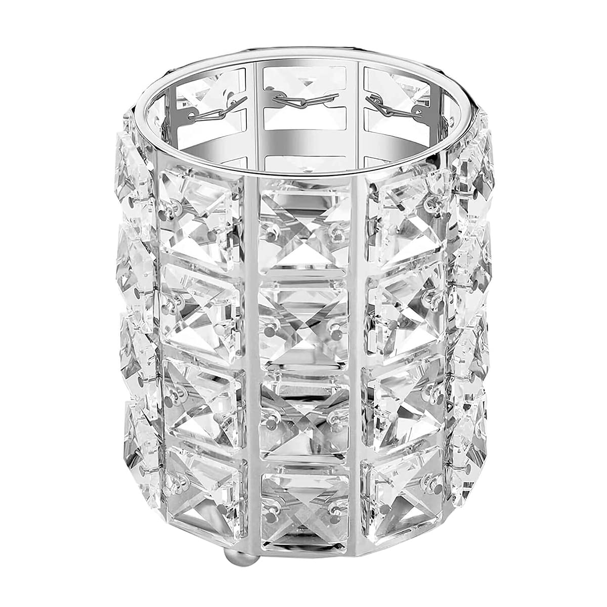 Tiardey Girls Silver Crystal Makeup Brush Holder Organizer Eyebrow Comb Brushes Pen Pencil Cup Container Cosmetic Storage Organizer(Silver)