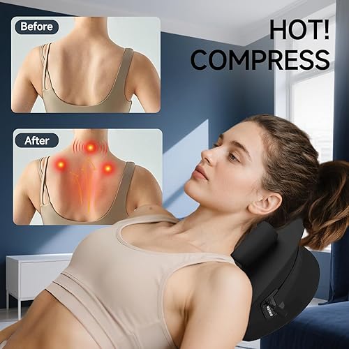 Miniatura 6 de Masajeador de cuello 2025, relajante de cuello y hombros con calor, 3 modos y fuerzas, masajeador de cuello para aliviar el dolor de tejido