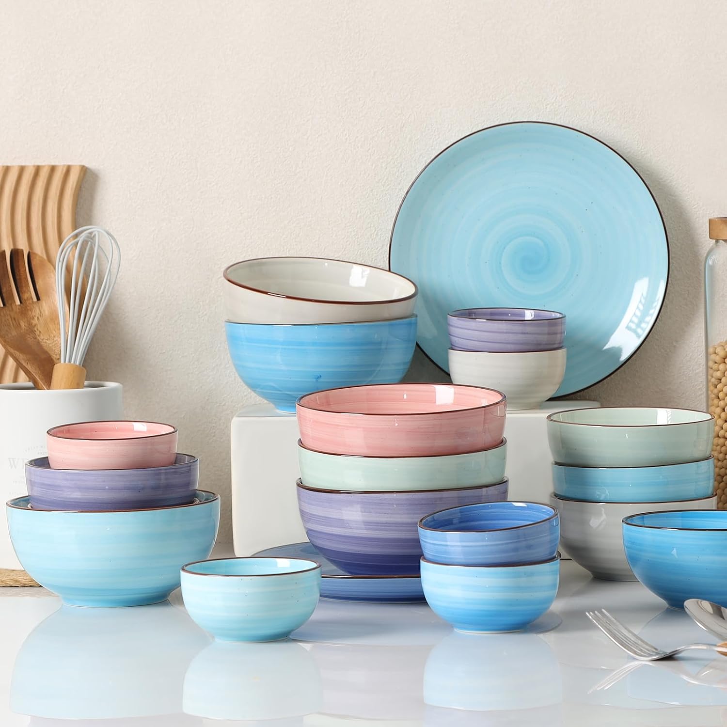 Selamica Ceramic Mini Bowls, 4 OZ Dipping Bowls, Gradient Color Set of 6