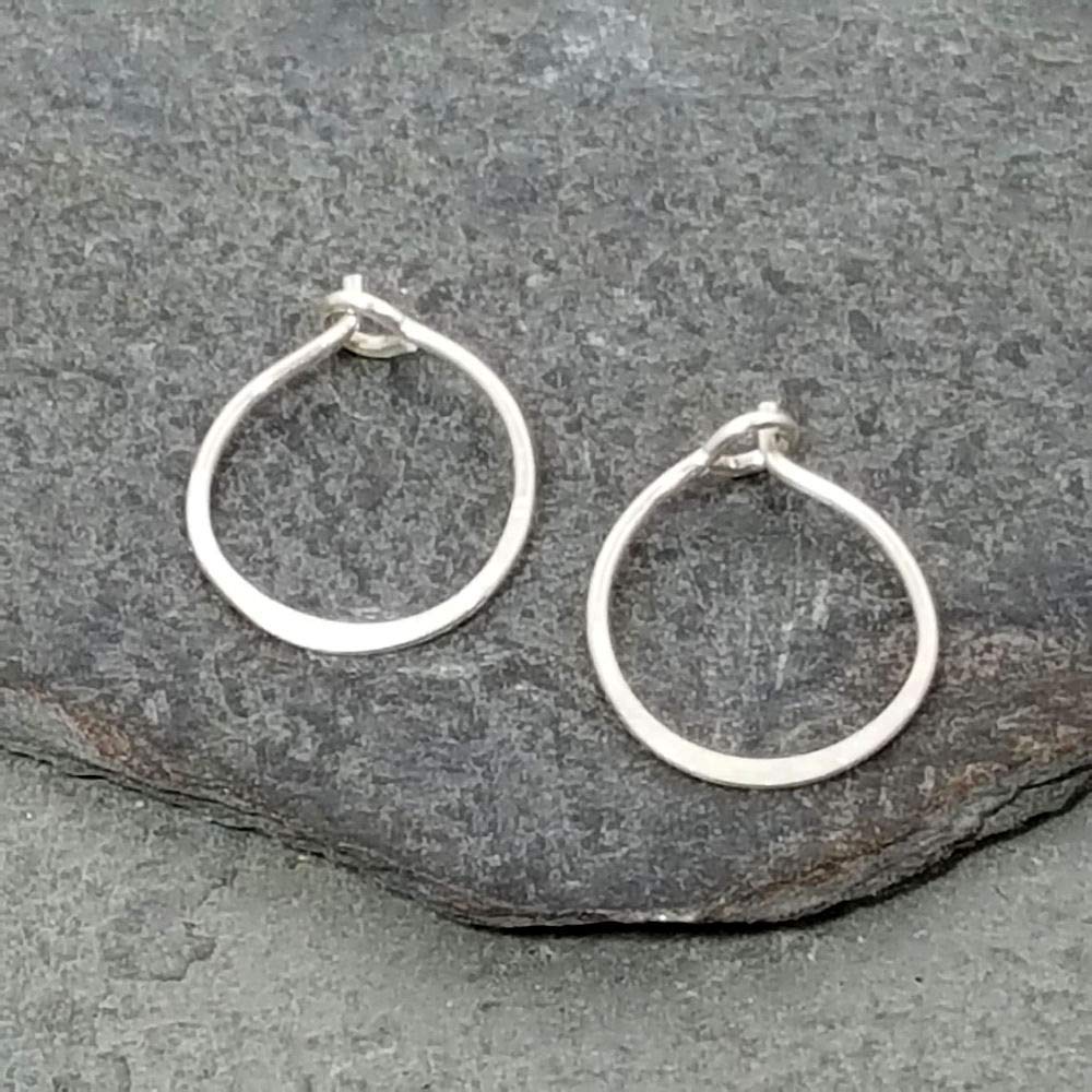 EnCharmedTeeny Tiny Thin Huggie Hammered Hoop Earrings, 9mm (Sterling Silver)