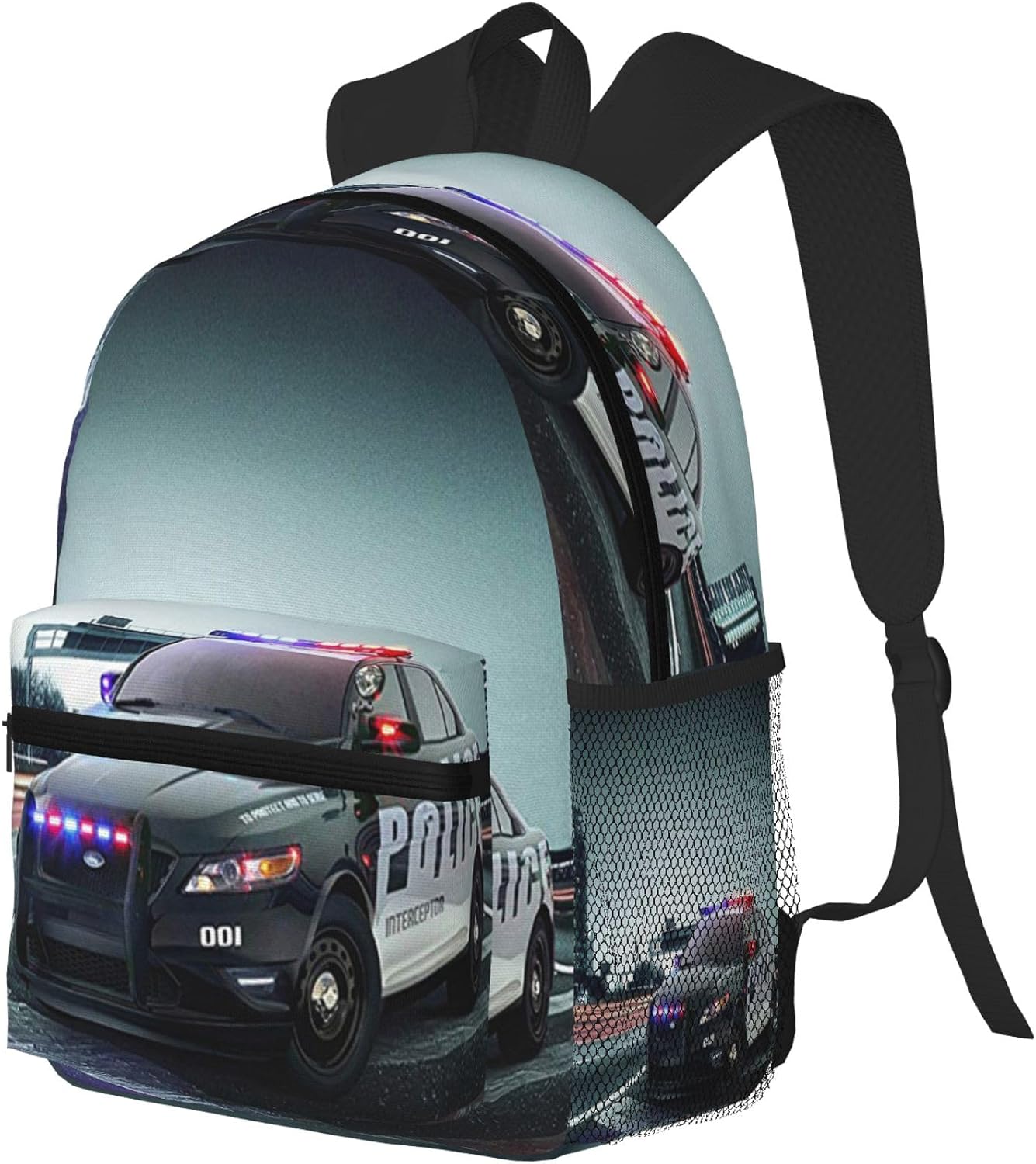 Police Car Backpack Travel Laptop Backpacks Police Ruckasck Book Bags School Bag for Boys Girls Kids Childrens Teenager Men Women - Image 2