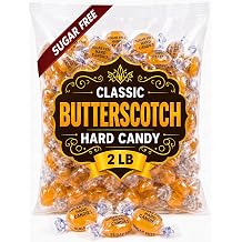 Sugar Free Butterscotch Hard Candy 2 Lb Bulk 150 Ct Individually Wrapped