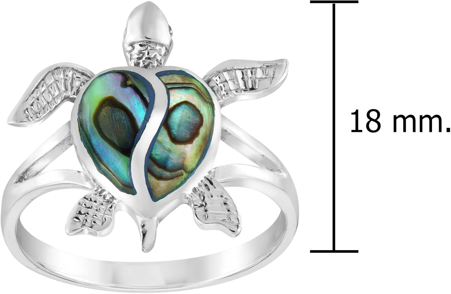 AeraVida Sterling Silver Sea Turtle Abalone Shell Ring - Green - Women's Casual Ring - Image 4