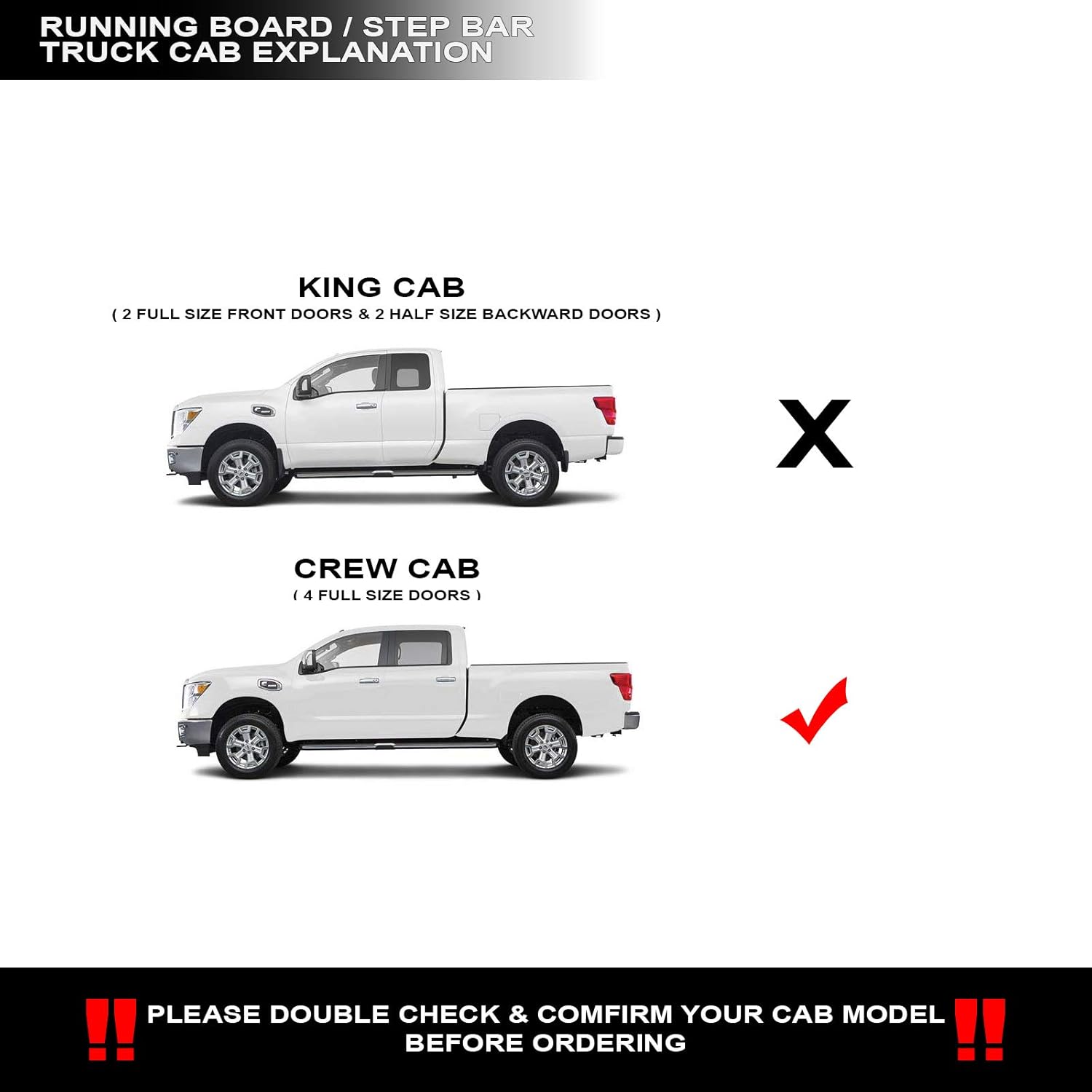 Stehlen 642167823803 Compatible with 2004-2024 Titan / 2016-2024 Titan XD Crew Cab 5" Oval Side Step Nerf Bars - Black