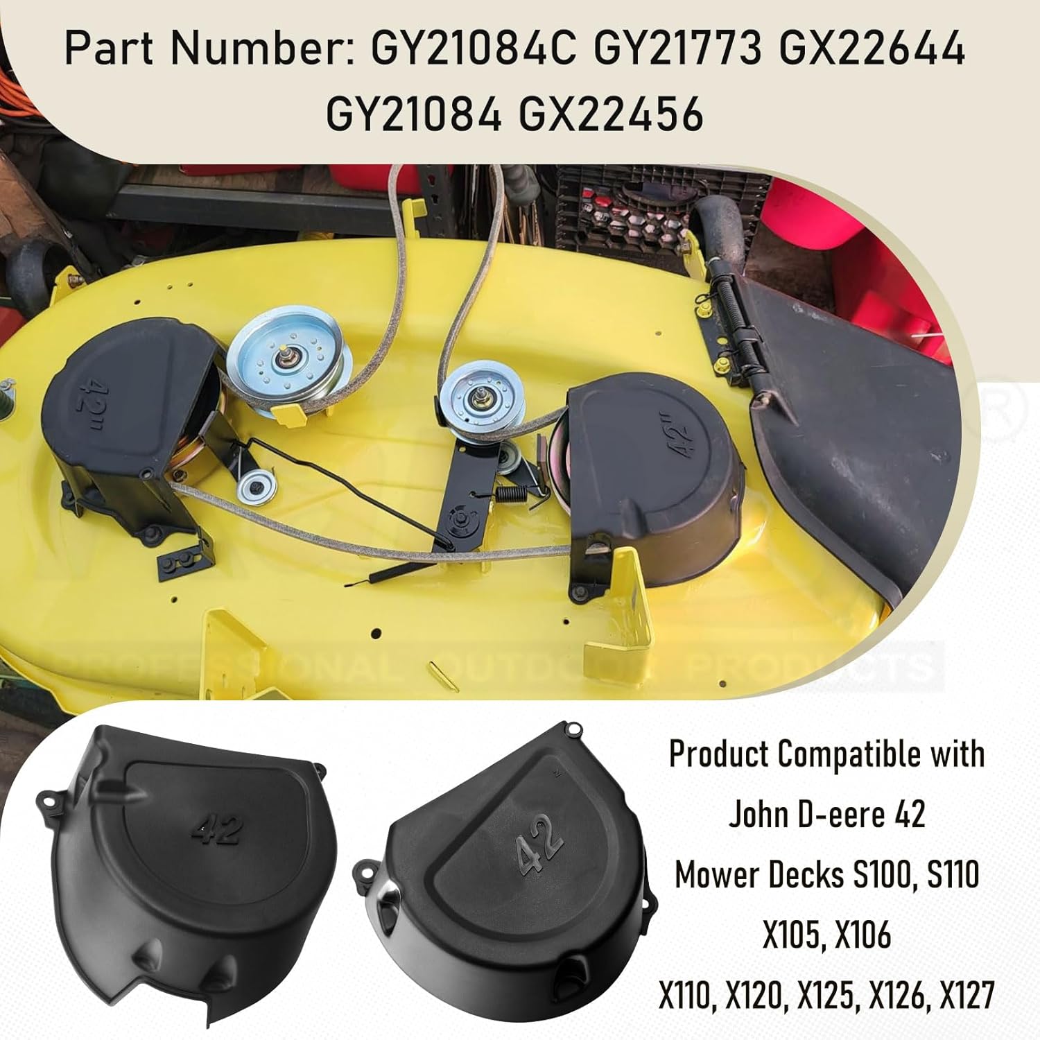 Karbay GY21773 GY21084 GX22456 L/RH Shield Kit for J-OHN Deere 42" Mower Decks 107S, D100, D105, D110, D120, D125, D130 and More Mower Package includ Screws