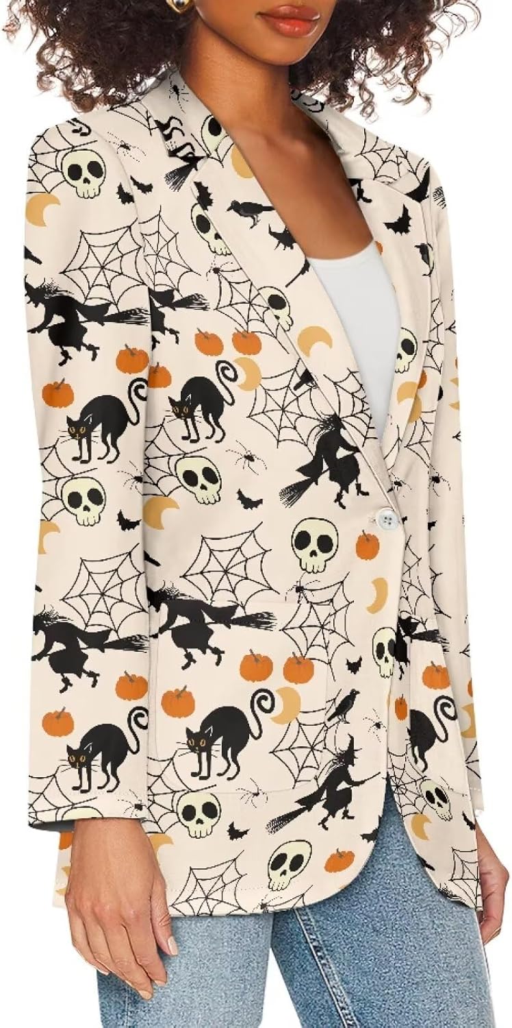 Women's One Button Blazer Casual Lapel Open Front Long Sleeve Suit Jackets Slim Business Work Office Blazer 2XS-3XL