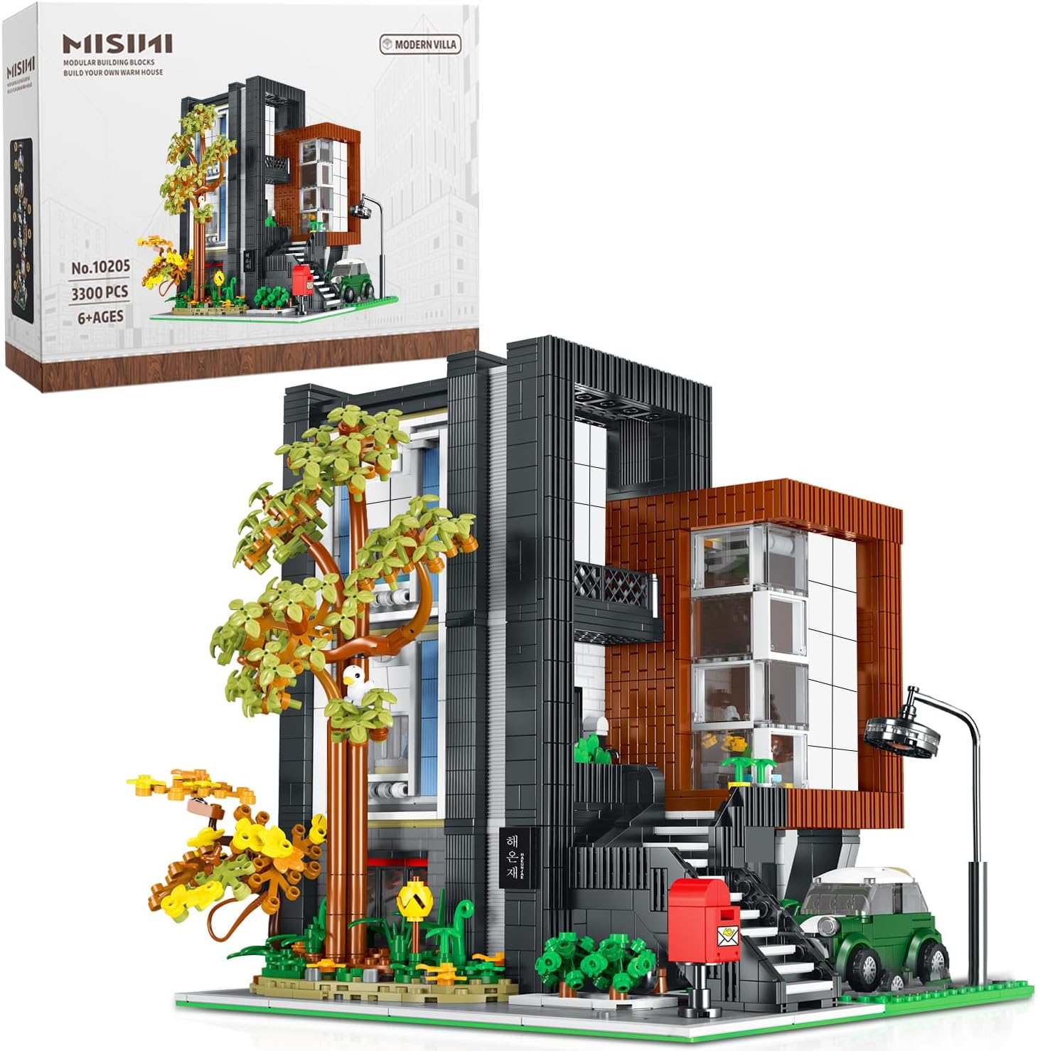 MISINI10205 HEA-On-Jea Modern Villa House Building Kit, 3300PCS MOC Modular House Building Blocks Set for Adults, Street View City Buildings Model Construction Toy for Teens