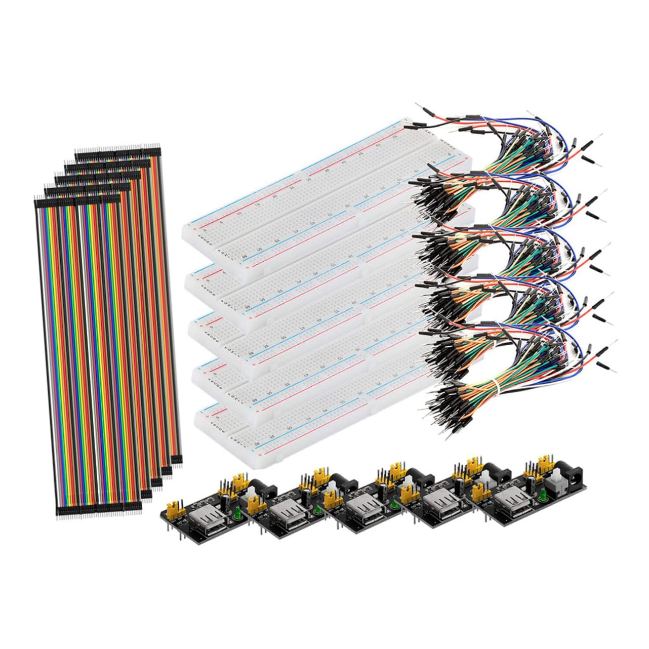 SEWACC Kit de Protoboard Puntos con Módulo Fuente de Alimentación Cables Jumper de Colores y de Kit Práctico y Duradero para Experimentos DIY Laboratorio Escuela Industria