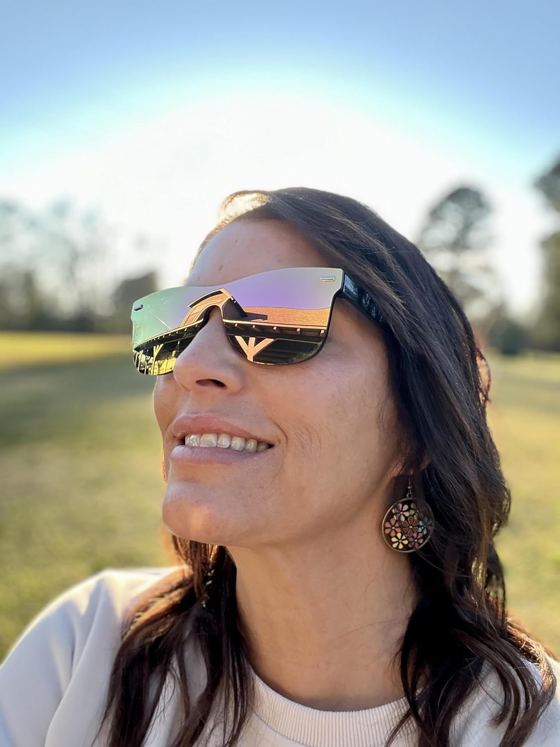 FEISEDY Trendy Rimless Mirrored One Piece Lens Sunglasses Reflective Sun Glasses B4114 - Image 5