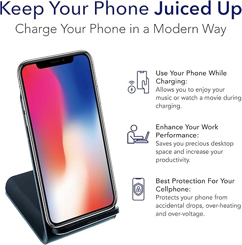 Miniatura 6 de Soporte de cargador inalámbrico Qi de doble bobina de 10 W - Soporte de carga inalámbrica rápida para teléfonos iPhone y Samsung Galaxy - Cable USB