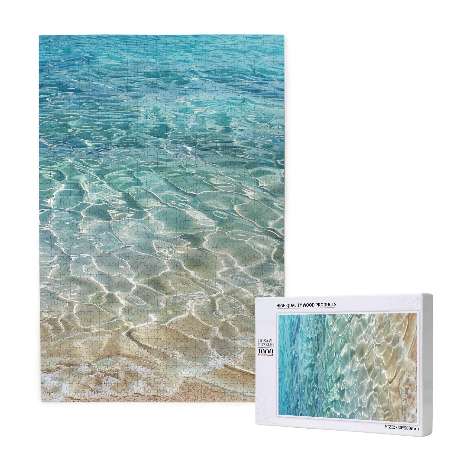 Puzzle da 1000 pezzi stampato con acqua di mare trasparente per adulti, gioco rompicapo per la casa, regalo decorativo per la casa (75 x 50 cm)