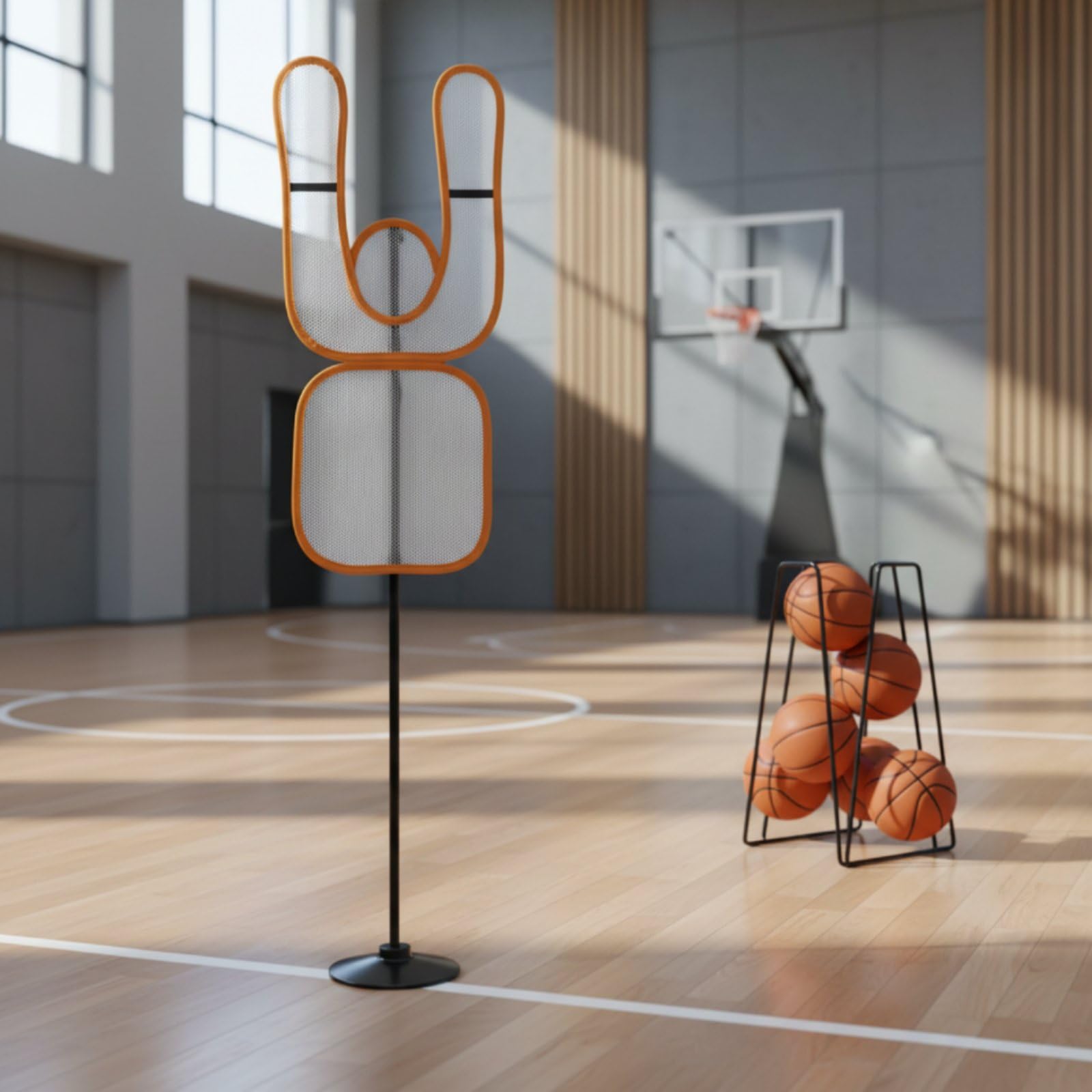 Manichino Allenamento Basket Manichino Difensore Ostacolo Attrezzatura Sportiva Struttura Acciaio Braccio Orientabile Adatto per Esercizi Dribbling Sessioni Campi Indoor