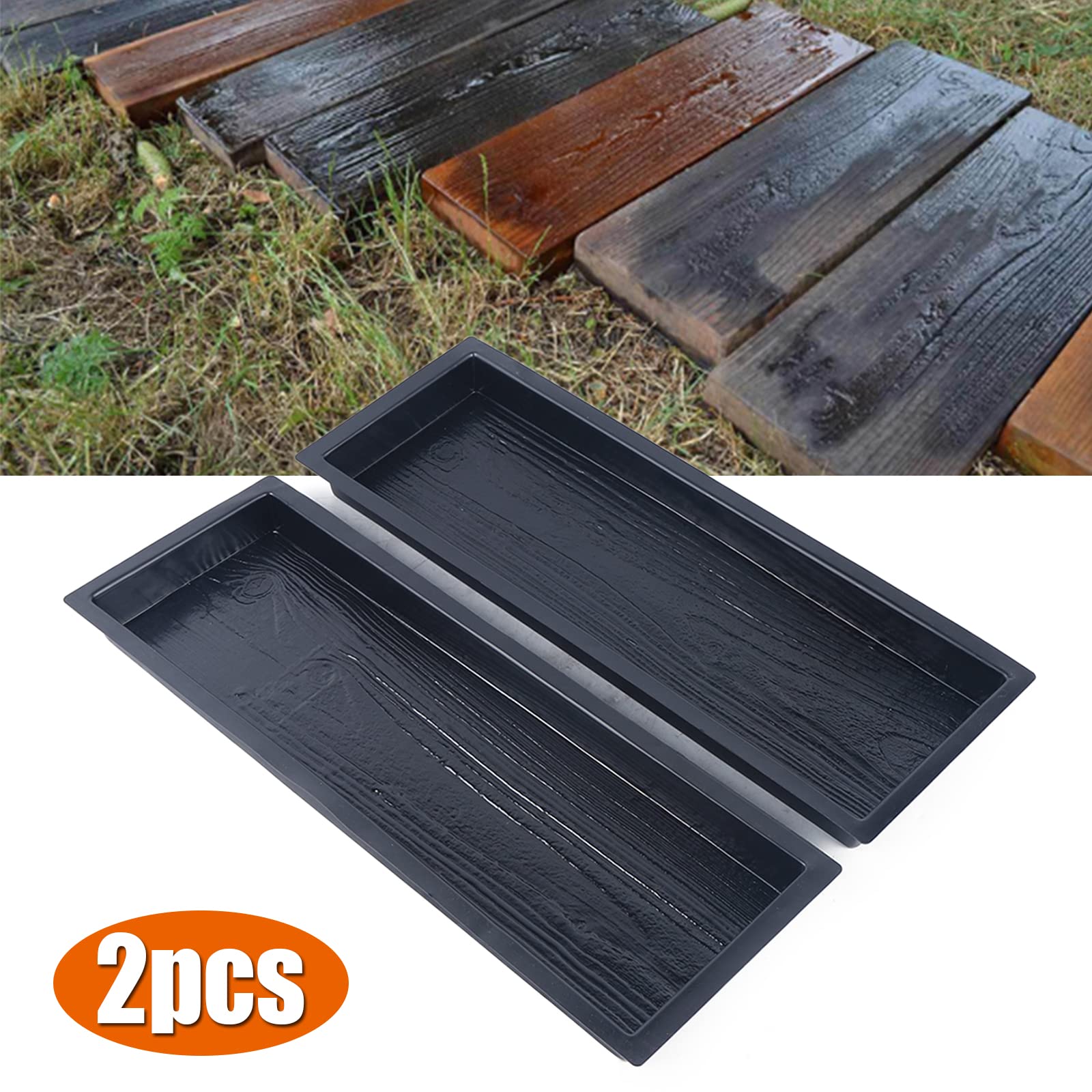 2pcs Wooden Board Molds for Concrete, DIY Stepping Stone Pavers, Concrete Mold, Cement Mold, Paver Mold, Garden Decor Mold, Pavers for Garden Walkway