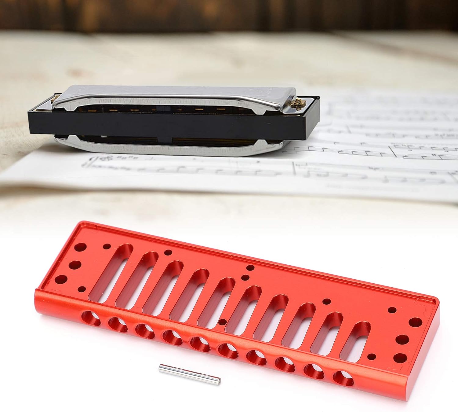 SP20用ハーモニカコーム、10穴ブルースハーモニカコーム、丸みを帯びたエッジと快適な丸穴を備えたアルミニウム合金交換部品、楽器アク