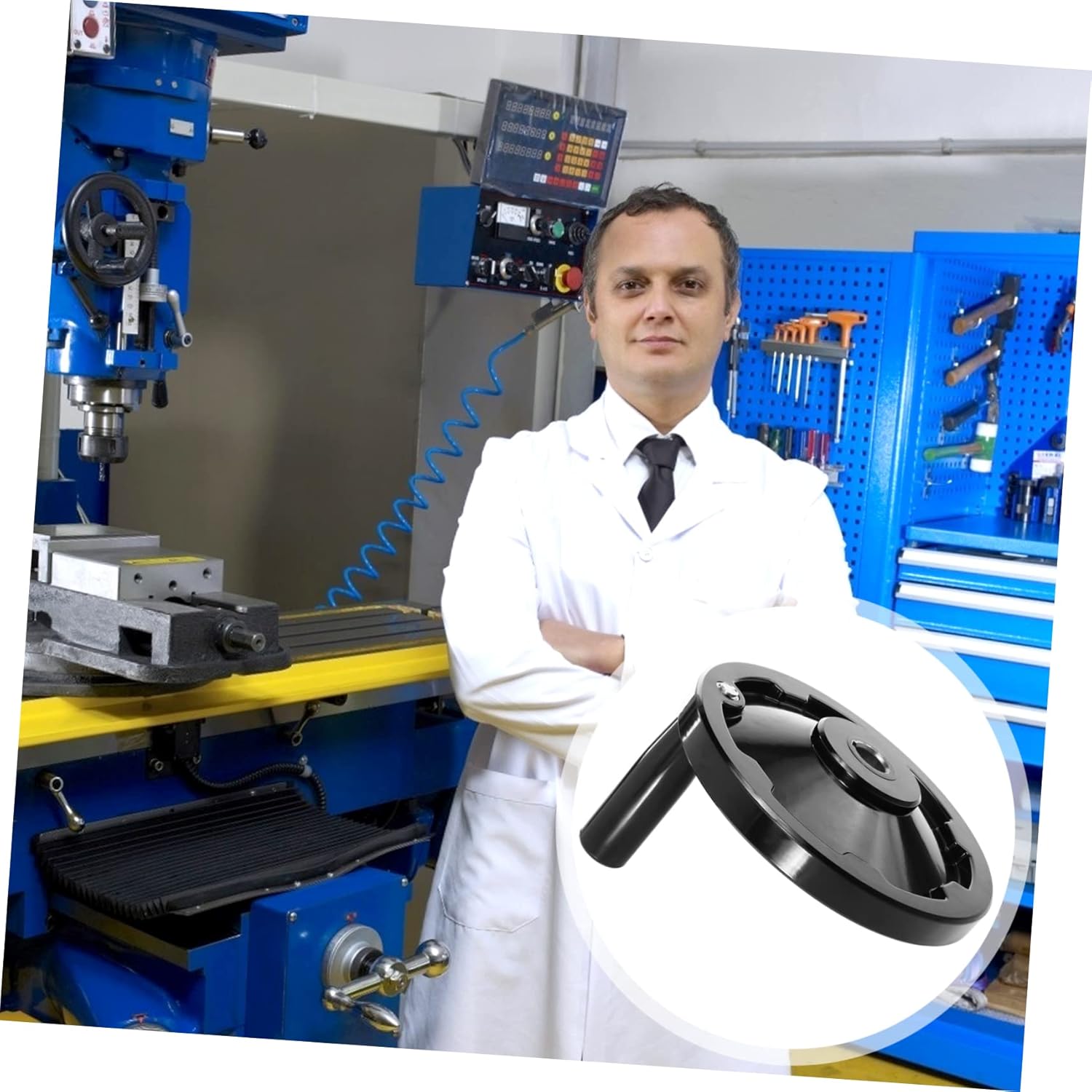Veemoon Round Hand Crank Wheel Removable Handle Mechanical Handwheel for Manual Rotation Milling and Machine Tools Standard Shaft