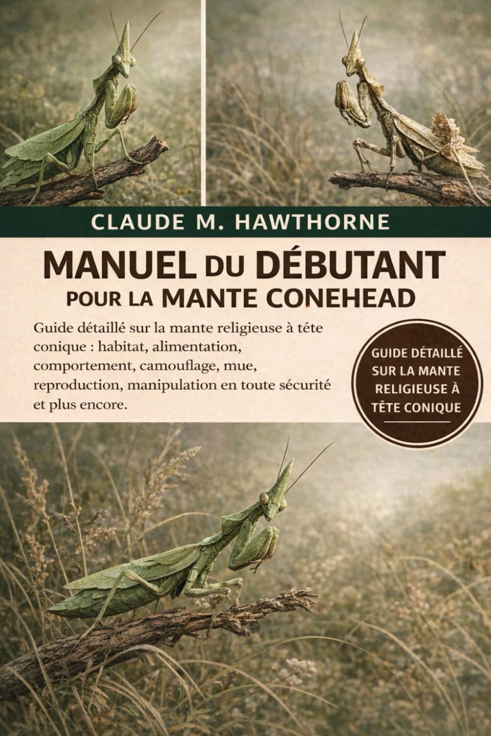 MANUEL DU DÉBUTANT POUR LA MANTE CONEHEAD: Guide détaillé sur la mante religieuse à tête conique : habitat, alimentation, comportement, camouflage, ... en toute sécurité et plus encore.
