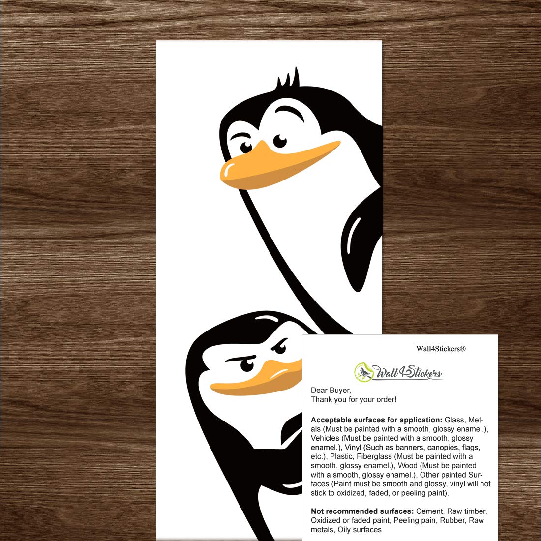 Adesivo da Parete in Vinile con Pinguini - Decorazione per Camera da Letto e Cameretta, con Adesivi per Frigorifero e Interruttore