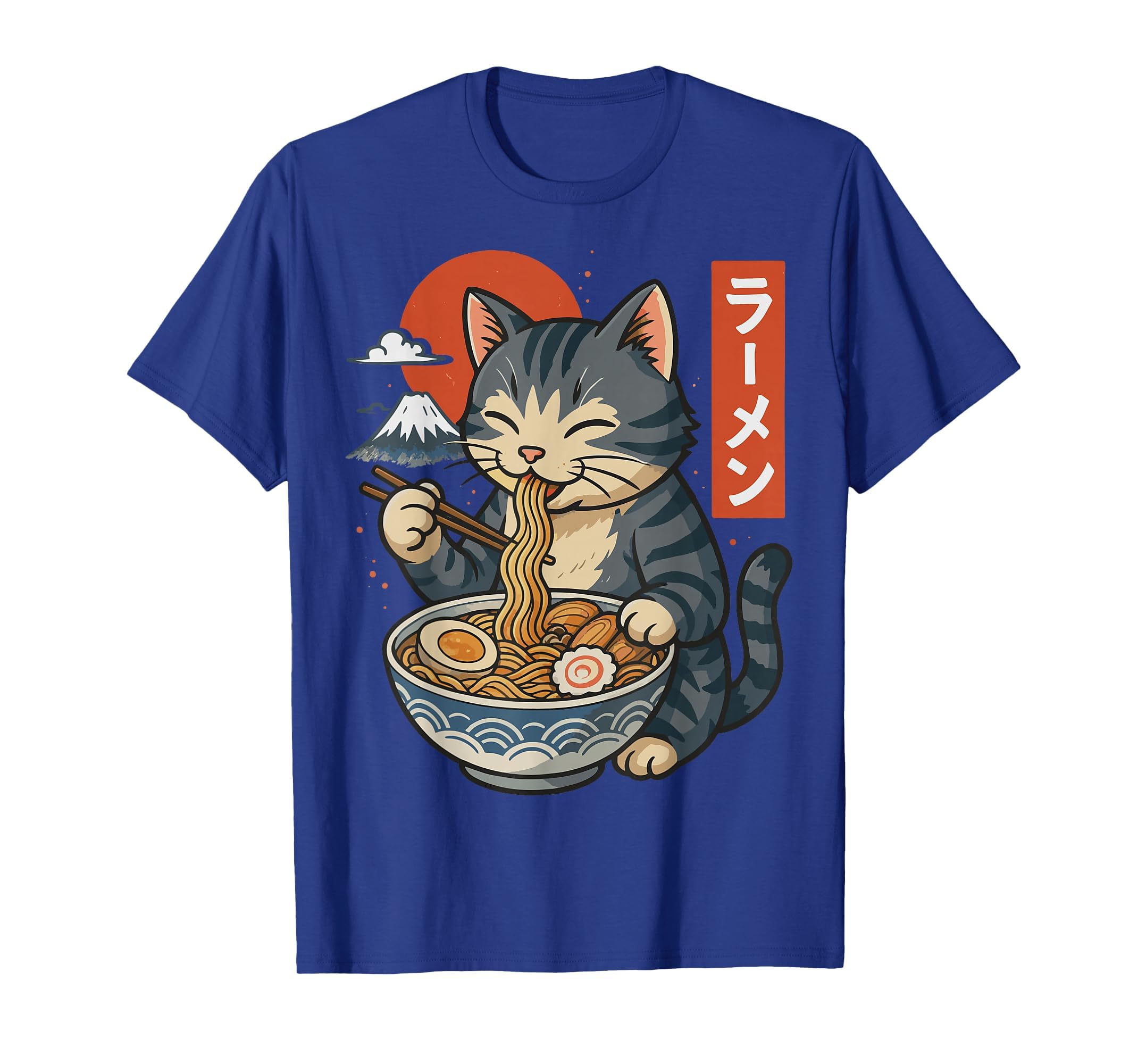 Anime Cat Eating Ramen Retro Kawaii Ramen Cat T-Shirt