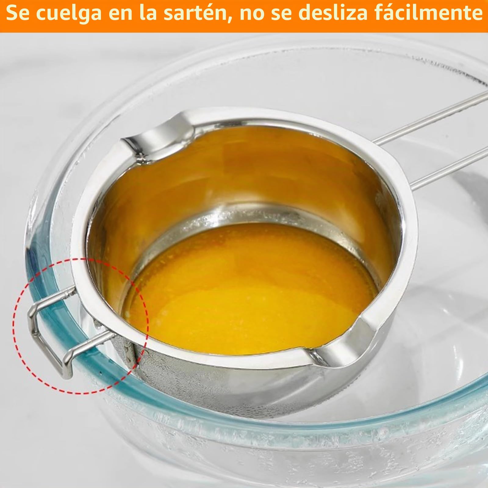Cuenco para Derretir Chocolate 1000ml, Cazo Baño María 1L de Acero Inoxidable 304 con 2 Picos y Espátula, para Mantequilla, Azúcar, Queso, Caramelo, Velas