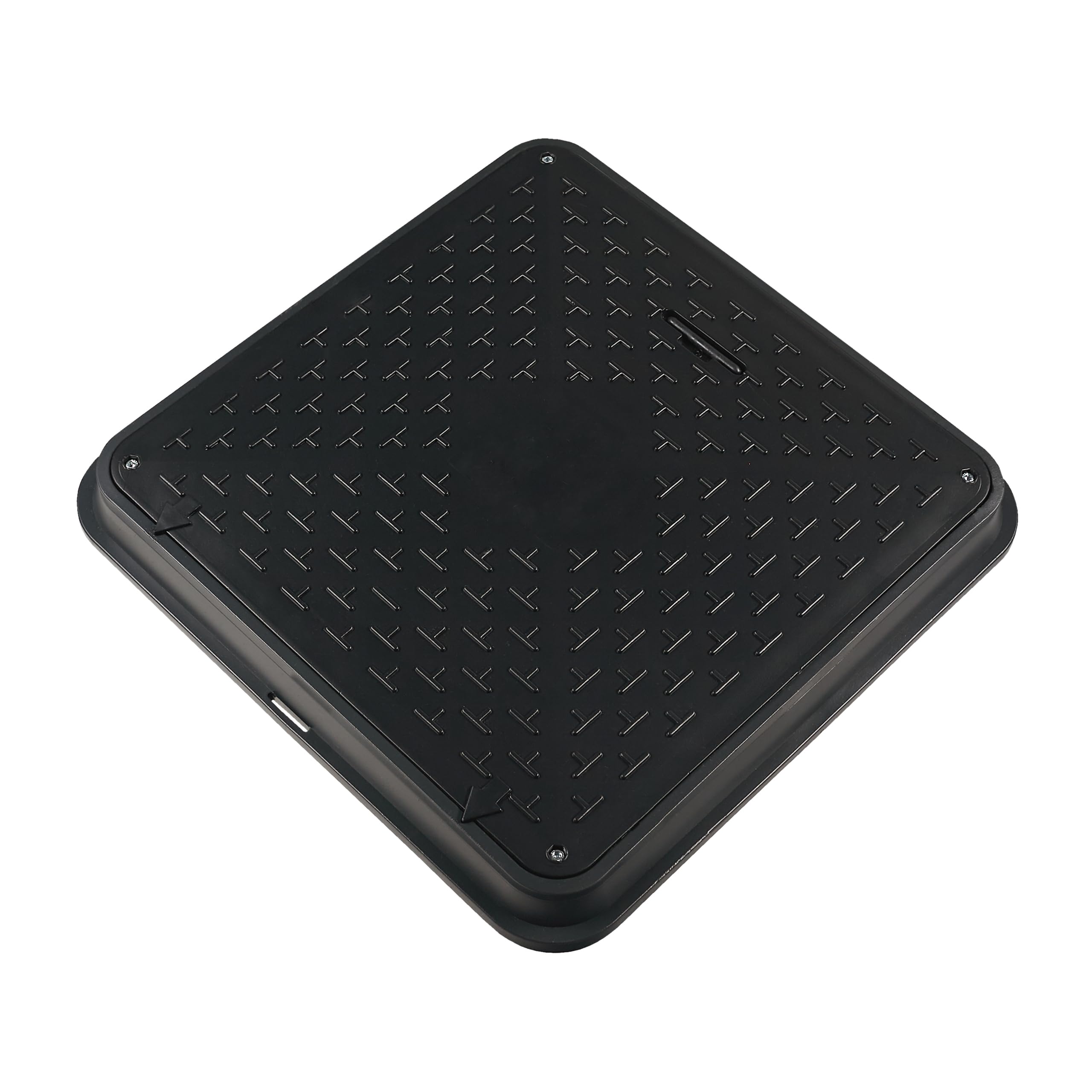 Varile 72cm quadratische Schachtabdeckung mit Griff - belastbar bis 1,5t (Schwarz)