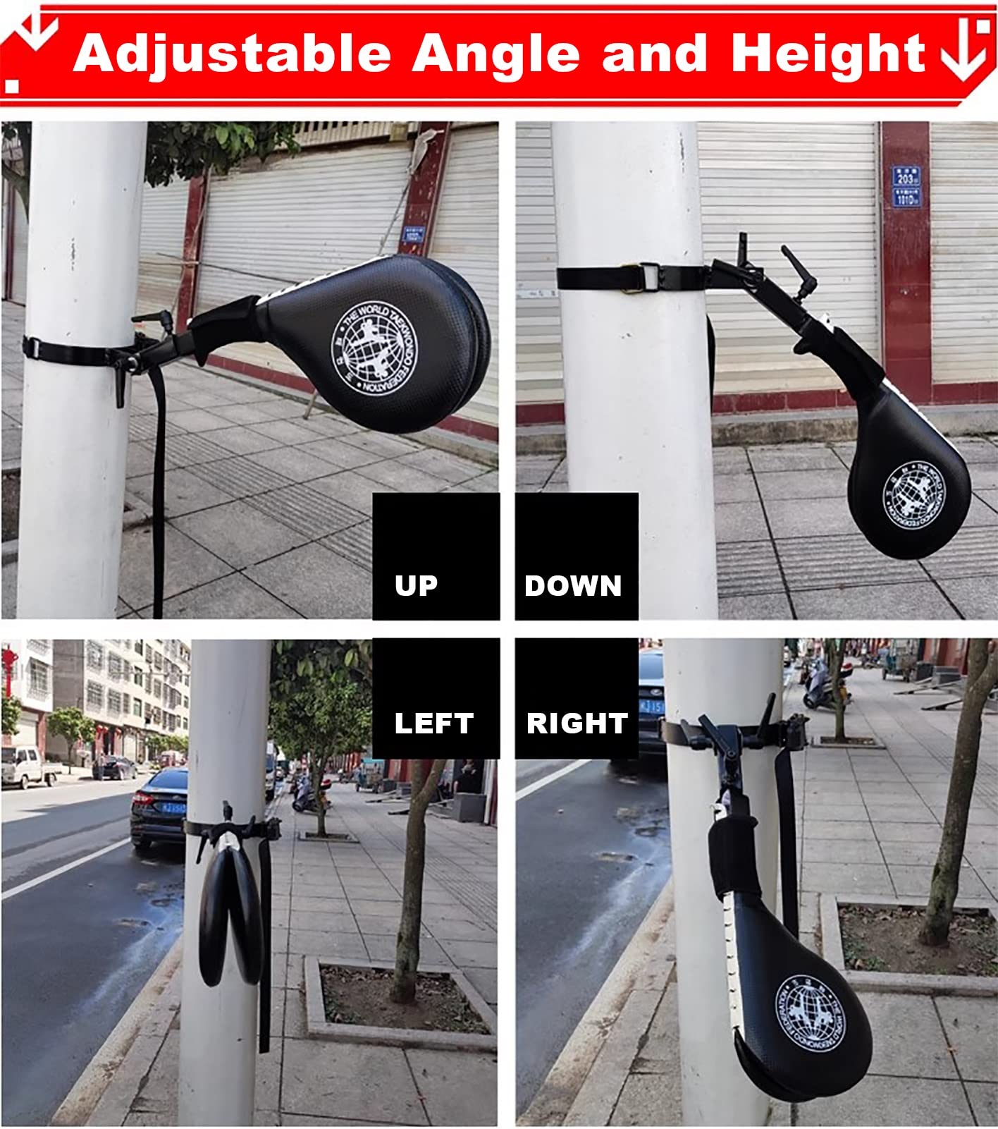 Wing Chun Manekin Przenośny Trener Manekina Chun Stabilna Sztuk Walki Taekwondo Kicking Pad, Regulowane Manekiny Urządzenie Treningowe do Twardego Obiektu/Drzewa na Zewnątrz