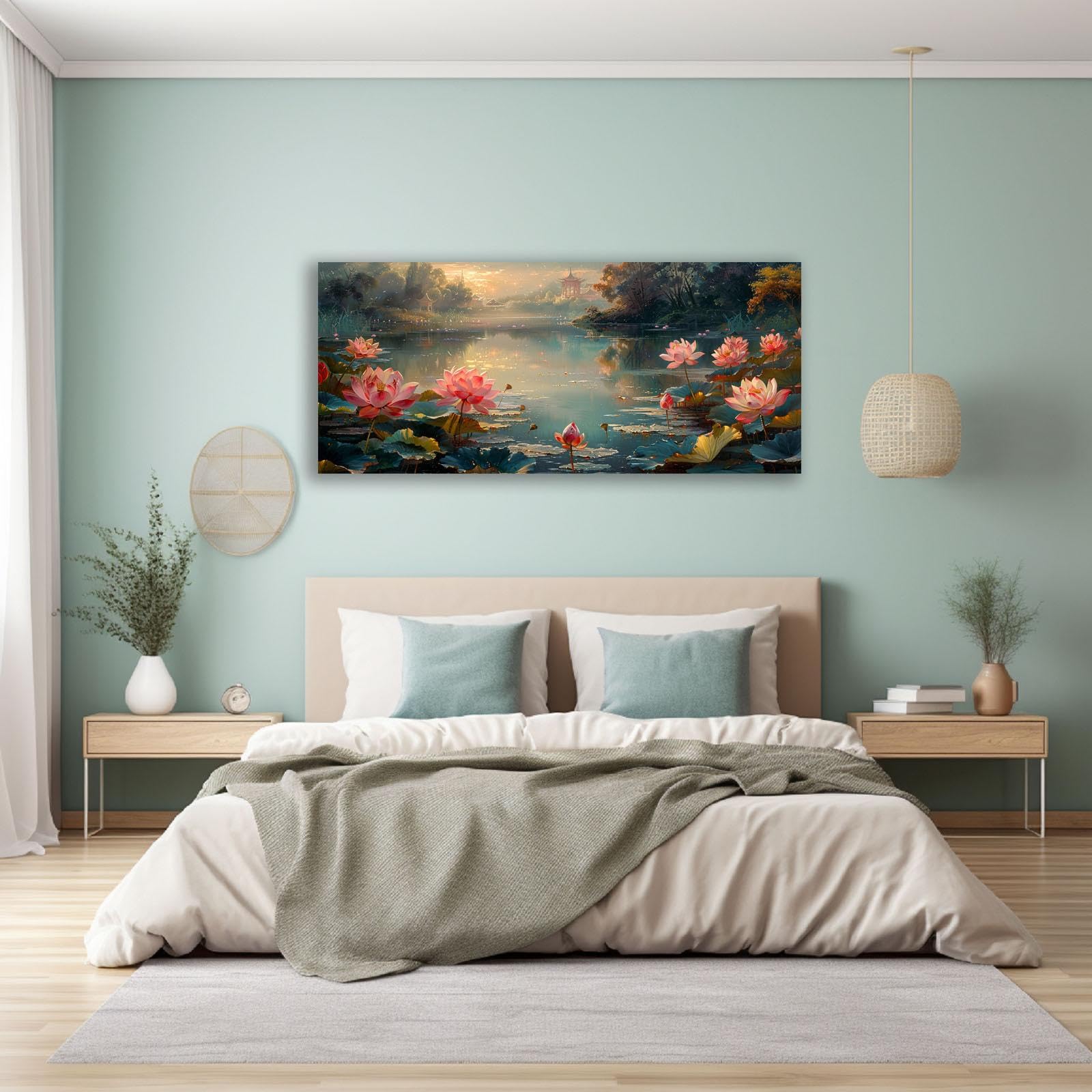 Amazon.co.jp: JOSUE ピンク、グリーン 森 アートパネル 森 絵画