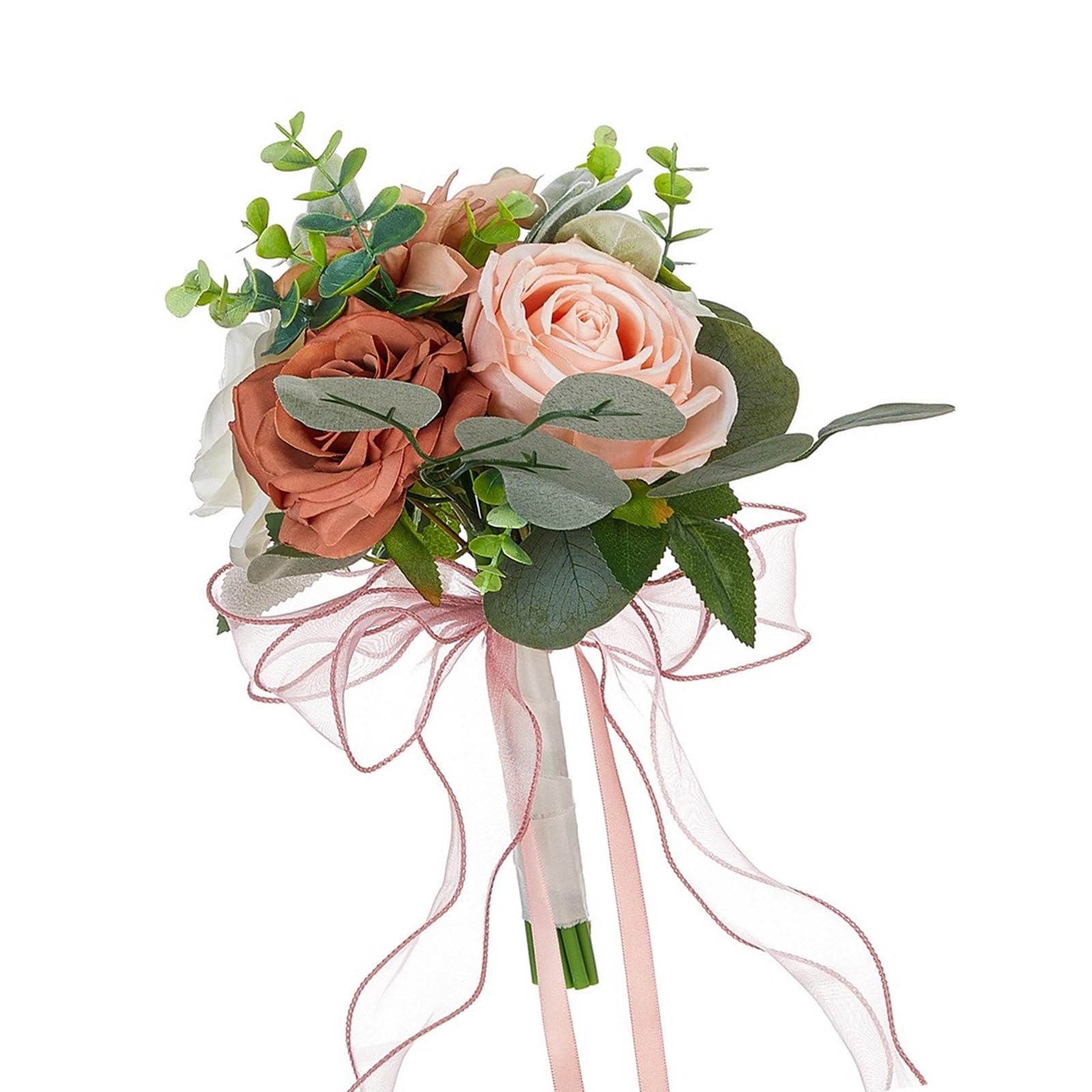 sodeber Handheld Artificial Rose Holding Flower for Bride and Bridesmaids Bridal Bouquet Elegant Wedding Supplies Bride Bouquet Decoration