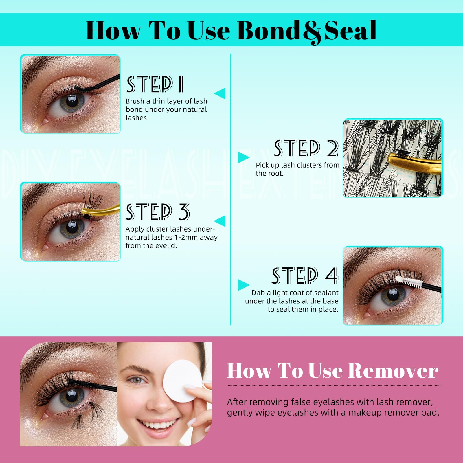 Lash Clusters Kit 280pcs DIY Eyelash Clusters Kit,Individual Lashes Kit 30D 40D D Curl with Bond and Seal, Lash Glue Remover, Tweezers for Lashes Extension (9-18mm,D-MIX kit)