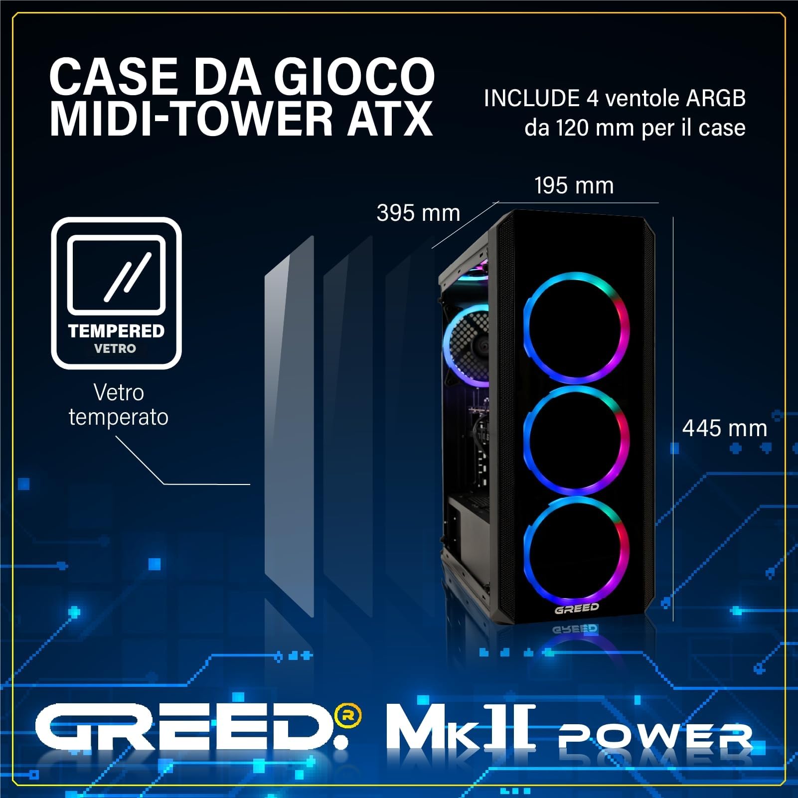 Gaming PC GREED® Mk2 4K Raytracing AMD Ryzen 7 5700X + RTX 5060 Ti - Dettaglio