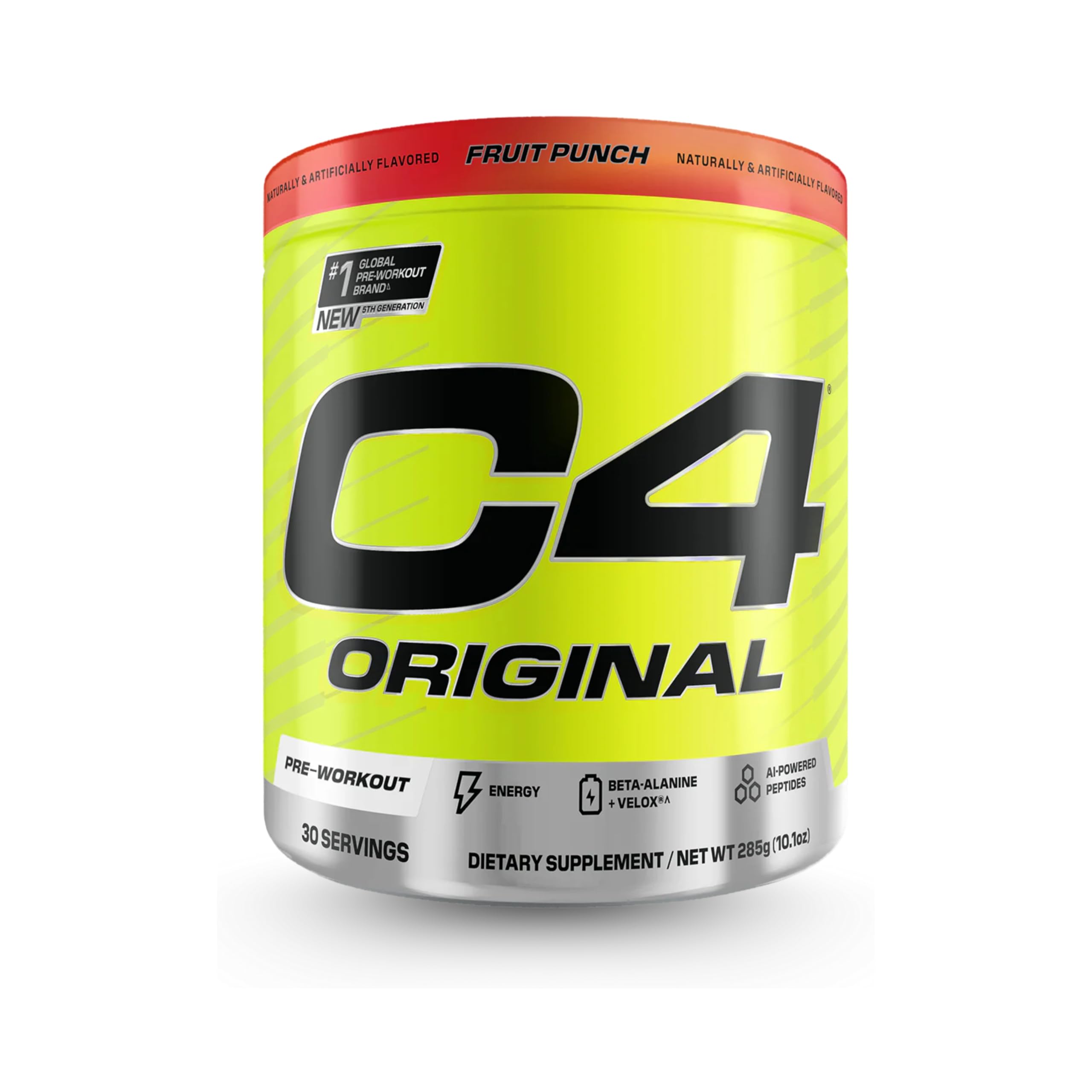 C4 Original Pre Workout Powder Vitamin C for Immune Support Sugar Free Energy Drink for Men & Women - 150mg Caffeine + Beta Alanine + Creatine - Fruit Punch , 30 Servings (Packaging May Vary)