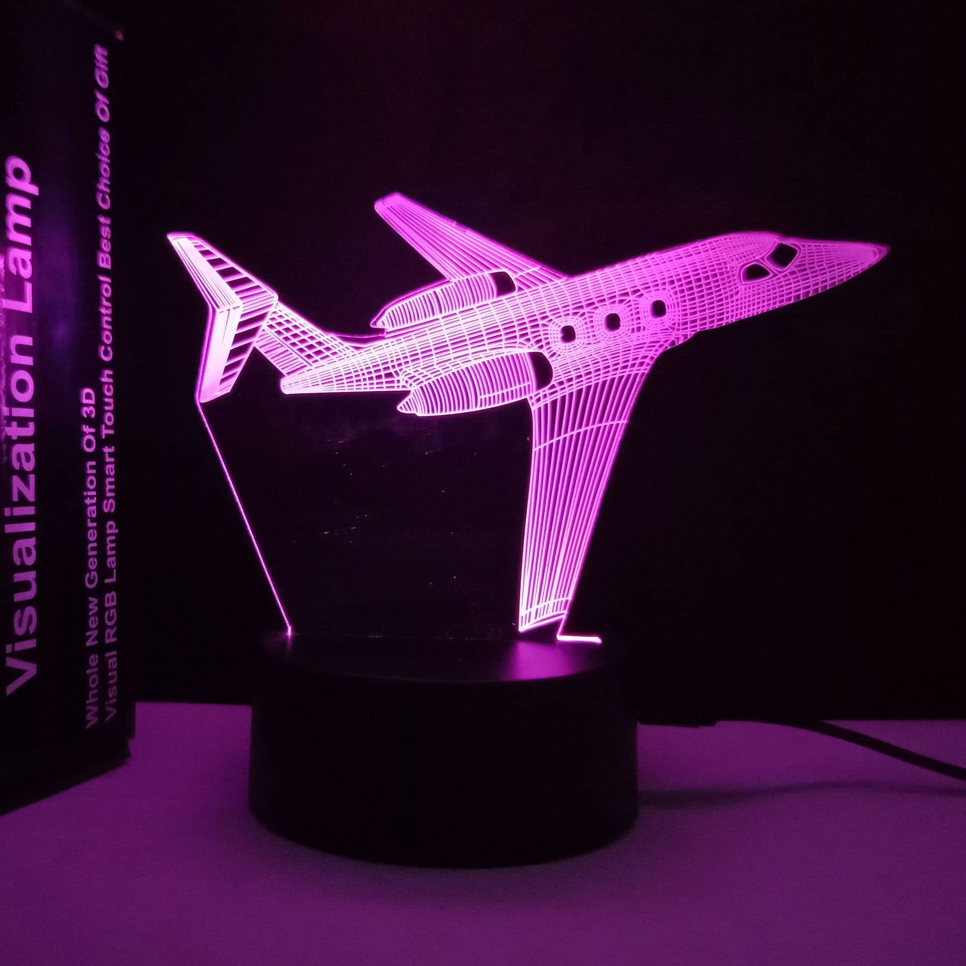 Qqy Boys Airplane 2 3D Night Light, Led Colorful Gradient 3D Optical Illusion Lamp Touch Remote Usb Night Light Bedside Light Table Desk Lamp For Girls Kids Gifts (Airplane 2)