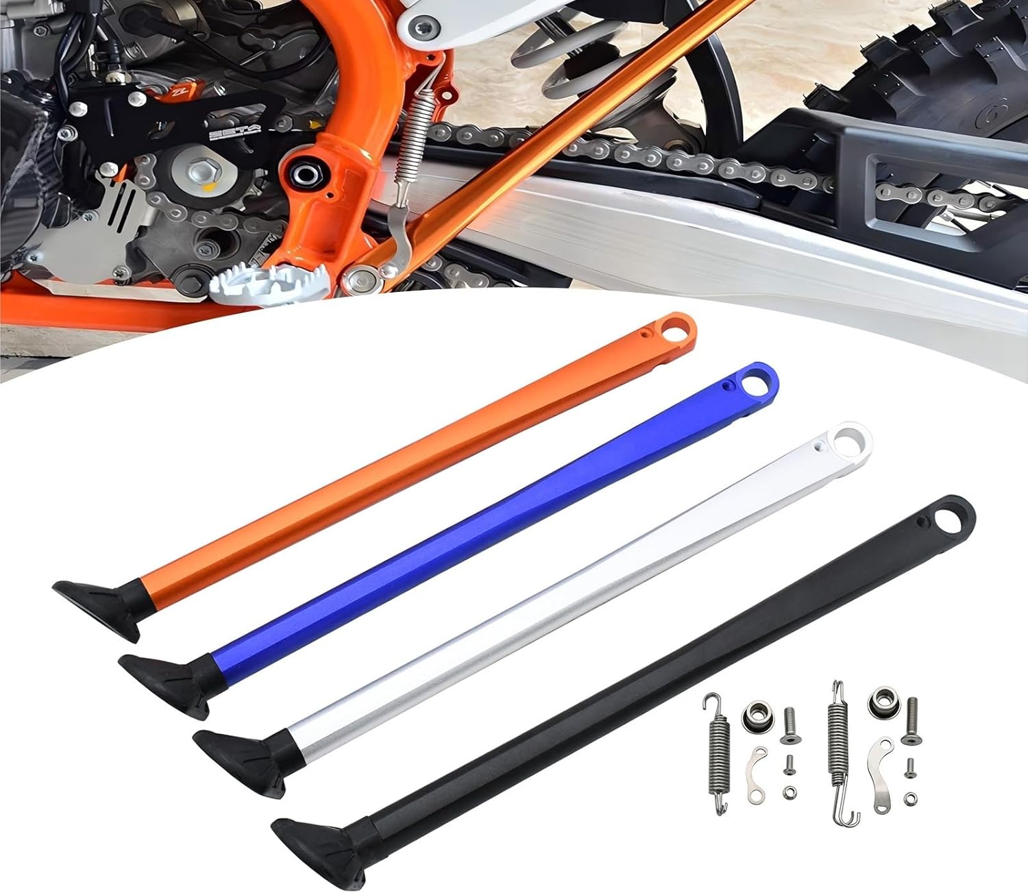 Motorbike Stand CNC Kickstand Side Stand Kickstand Spring/Fit For K TM XC XCF SX SXF XCFW XCW EXC EXCF TPI 150 200 250 300 350 400 450 500 2008-2022(Orange)