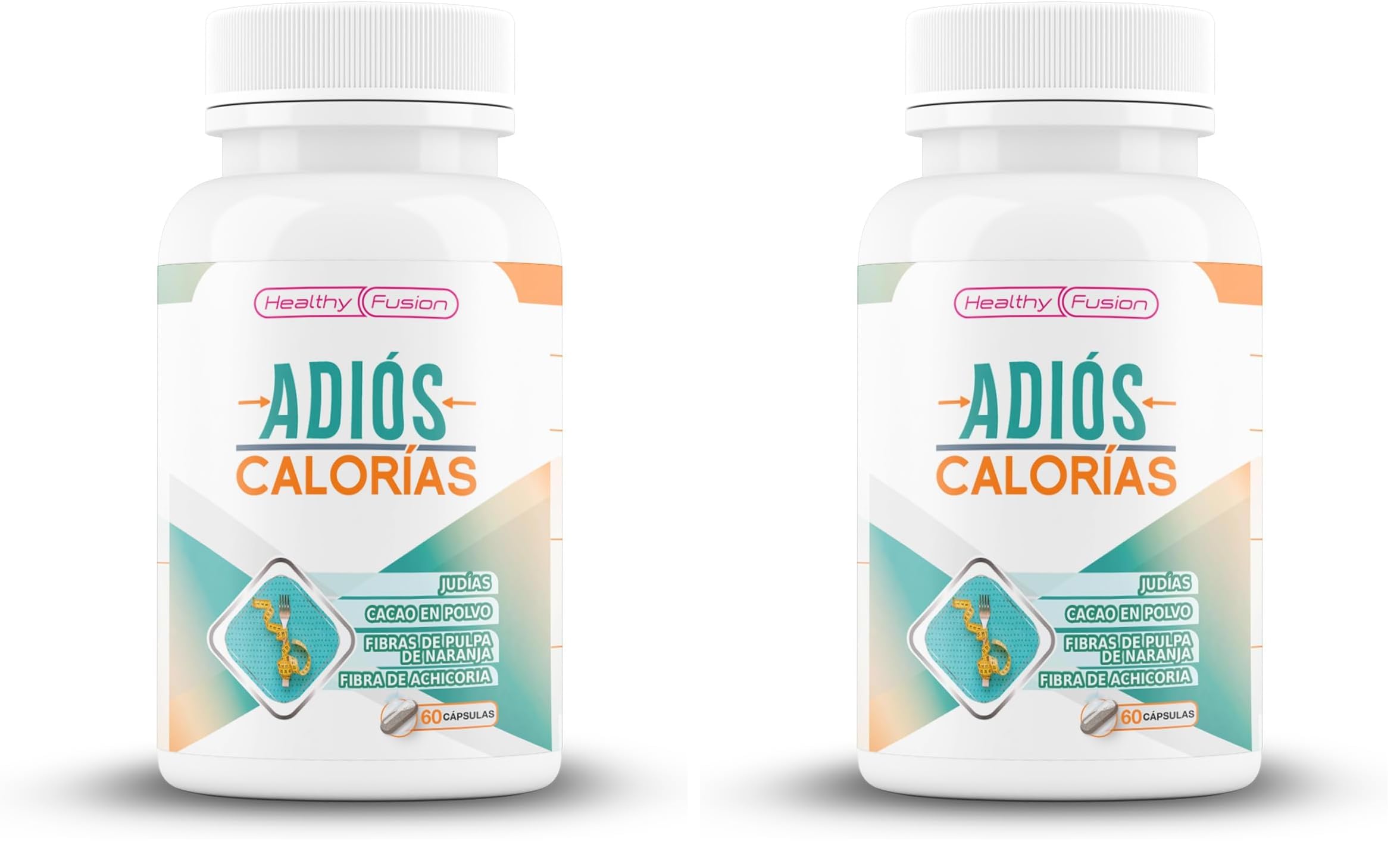 Adiós Calorías Healthy Fusion | Bloqueador de carbohidratos y grasas | Potente Adelgazante + Quemagrasas | Supresor y saciante del apetito | Elimina las dietas restrictivas | Formula natural | 60 Caps