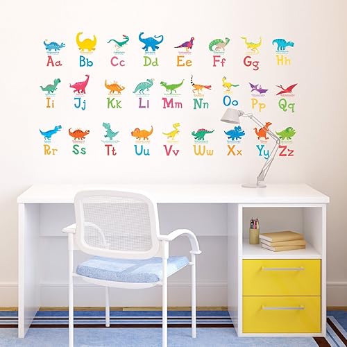 Miniatura 7 de DECOWALL DW-1803 A-Z Calcomanías de pared para niños, calcomanías de pared extraíbles para niños, guardería, dormitorio, sala de estar, Dcor ABC