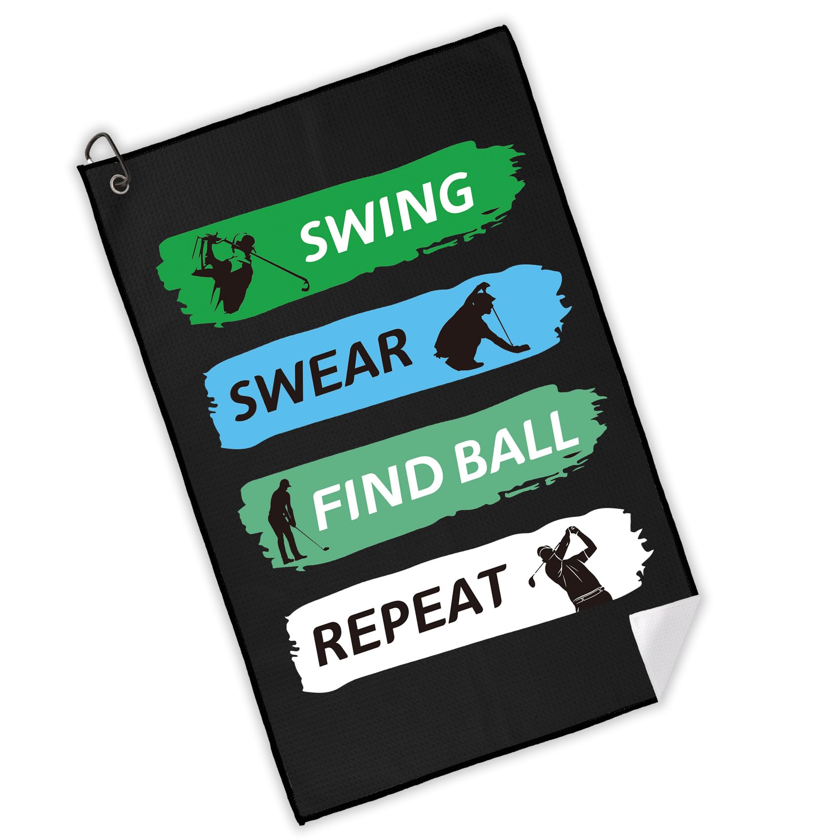 Fodfgxf Golf Towel, Modern, Black, 40x60 cm, Ideal Golf Gift, Funny Golf Gifts for Men & Women, Practical & Thoughtful, Effective Cleaning Material, Eye-Catching Design