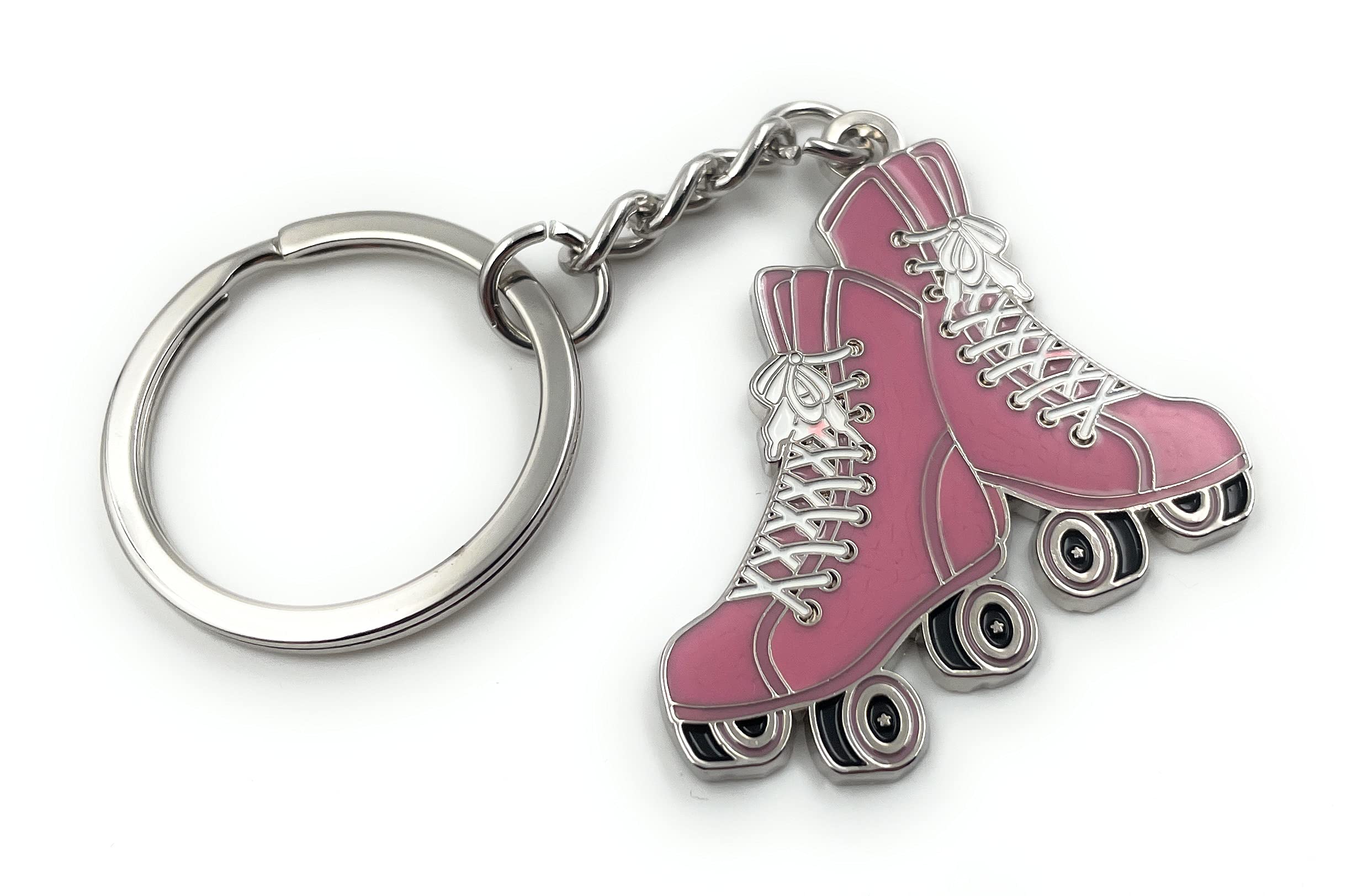 Onwomania Unisex Pink Roller Skate Roller Inline Skates Lucky Charm Keyring In Aluminium Gift Box, Ideal As A Gift, One Size