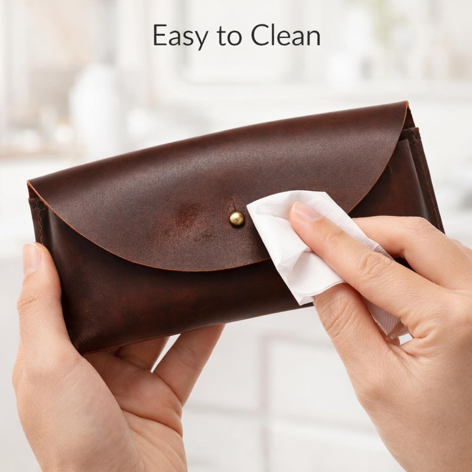 Leather Sunglasses Case Genuine Eyeglass Holder Reading Glasses Protector Vintage Eyewear Storage for Men and Women - Image 3